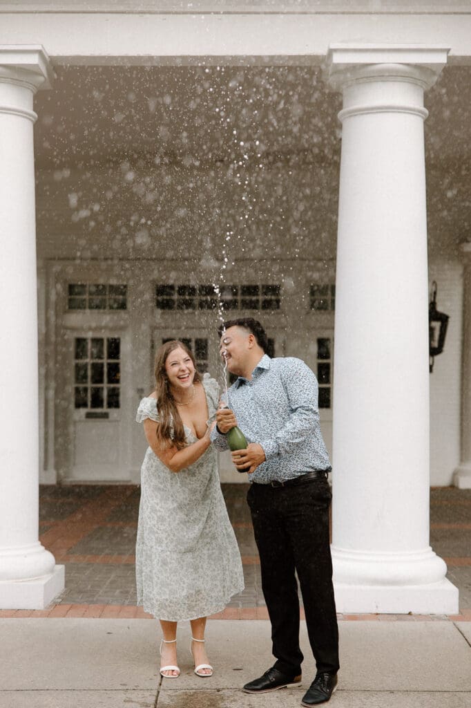 Arlington hall dallas engagement photos champange pop