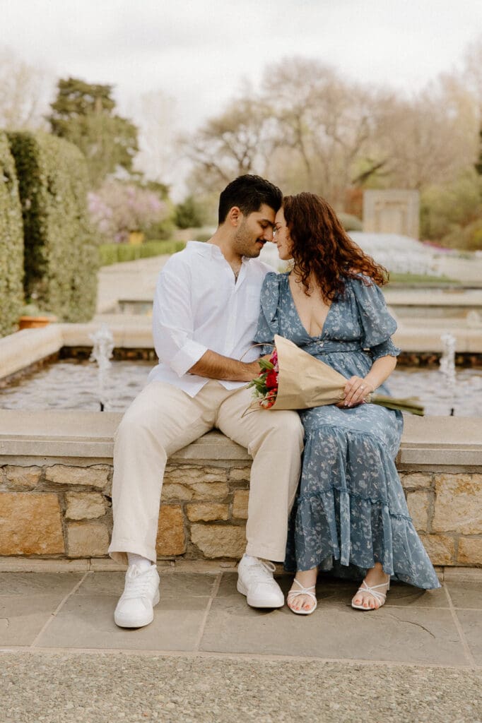 Dallas arboretum engagement photos pond