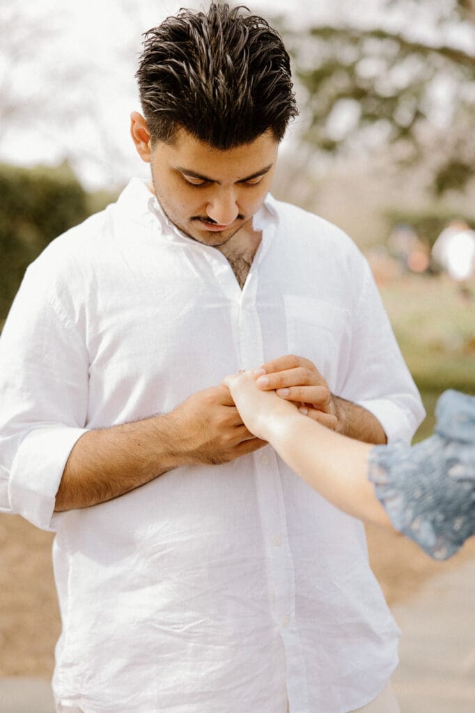 Dallas arboretum engagement photos ring photo