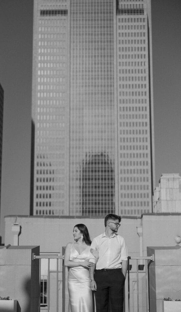The kirby dallas engagement photos skyline black and white