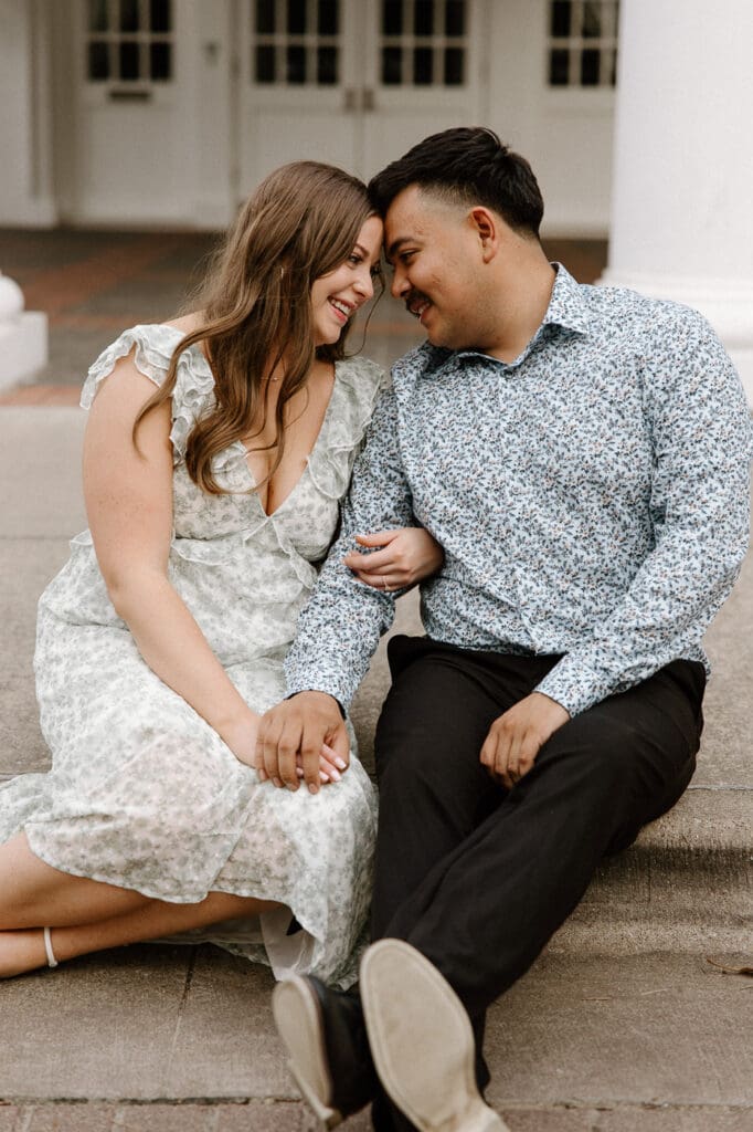 Turtle creek park engagement photos laughing