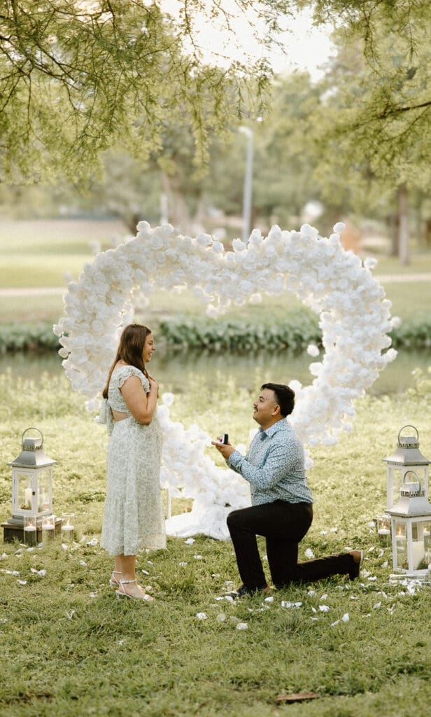 Turtle creek park engagement photos proposal